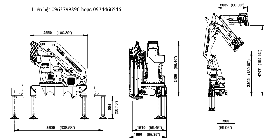 kích thước cẩu gấp khúc robot Palfinger PK 74002