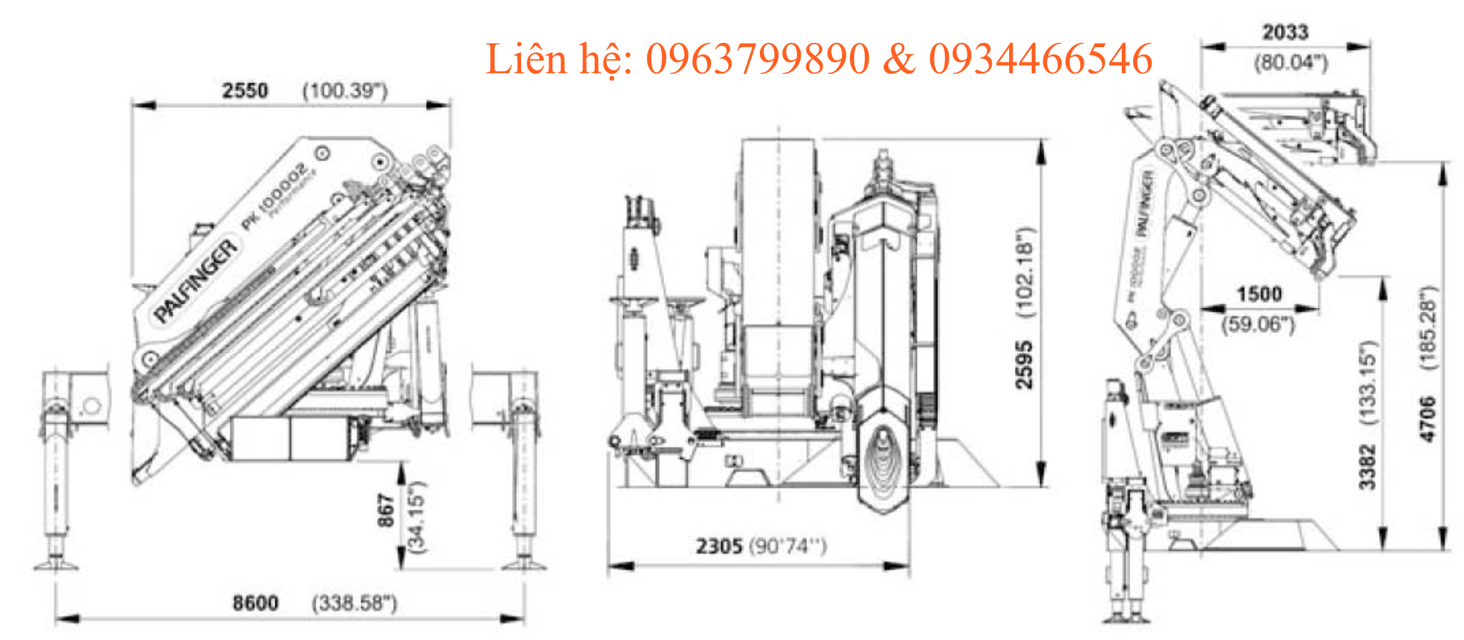 Kích thước cẩu gấp khúc robot palfinger PK 100002