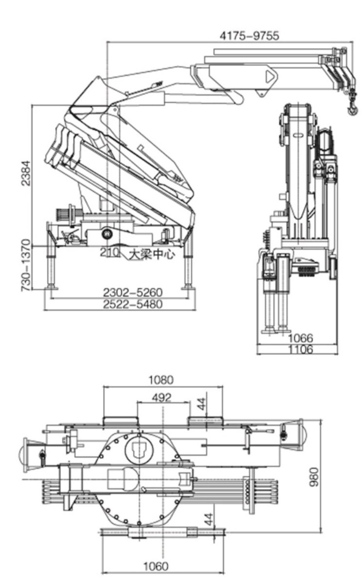 KÍCH THƯỚC CẨU GẤP KHÚC ROBOT 10 TẤN XCMG