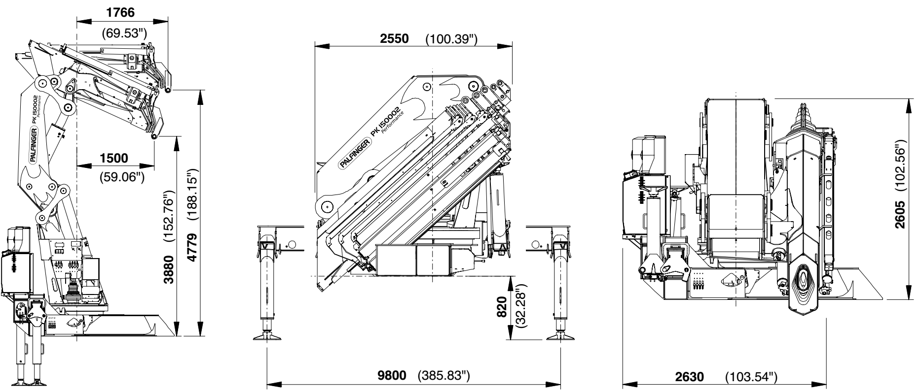 kích thước cẩu gấp robot PK 150002