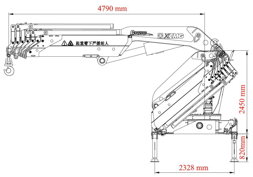 kích thước cẩu gập 33 tấn XCMG