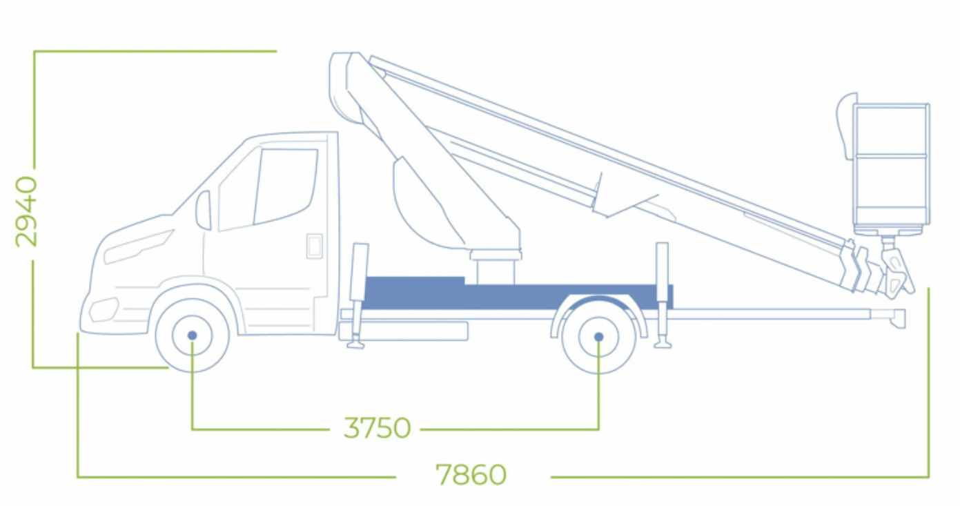 Kích thước xe nâng người 23 m