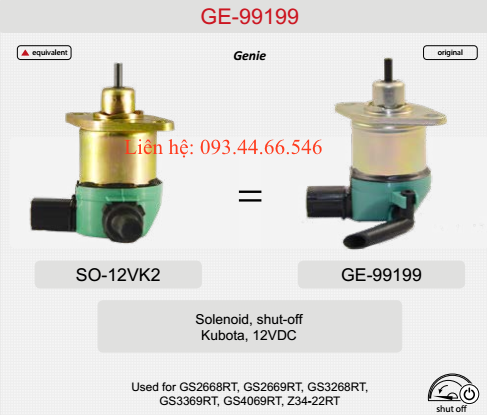 RƠ LE TẮT MÁY XE NÂNG NGƯỜI GENIE GE-99199