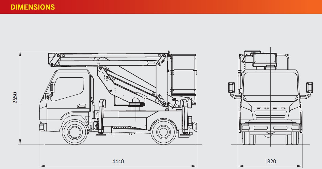 kích thước xe thang nâng người 16 m palfinger