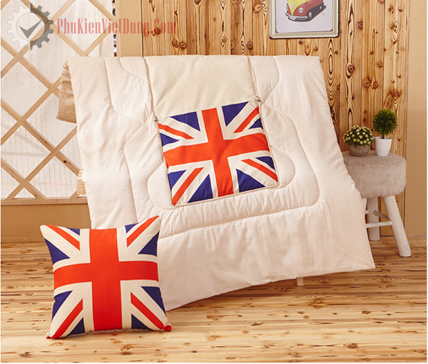 Gối tựa liền chăn 2 trong 1 họa tiết cờ nước Anh
