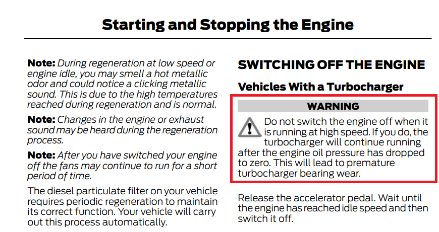 Tại sao không nên tắt động cơ turbocharger ngay sau quãng đường dài?