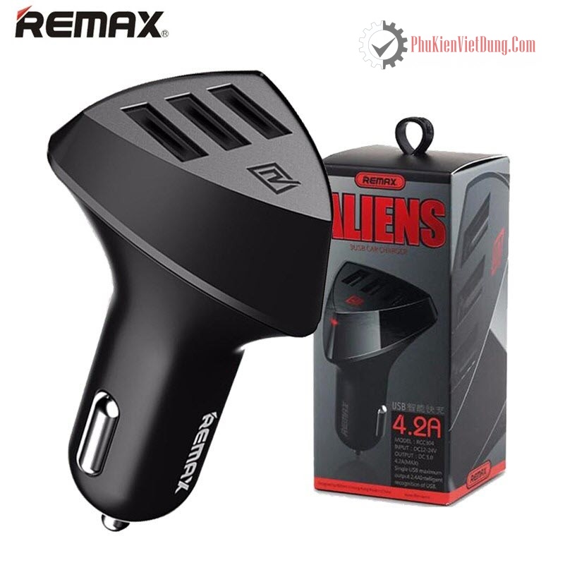 Tẩu sạc ô tô 3 cổng USB Remax Aliens RCC-304