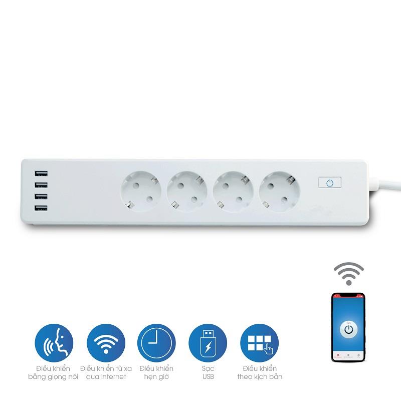 Ổ cắm 4 wifi P E04/10A.WF |  P E04.3/10A.WF Rạng Đông