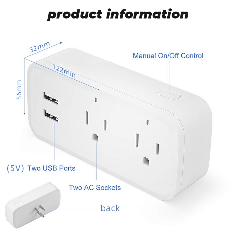 Phích cắm thông minh SMATRUL Tuya kết nối wifi có cổng USB 16A