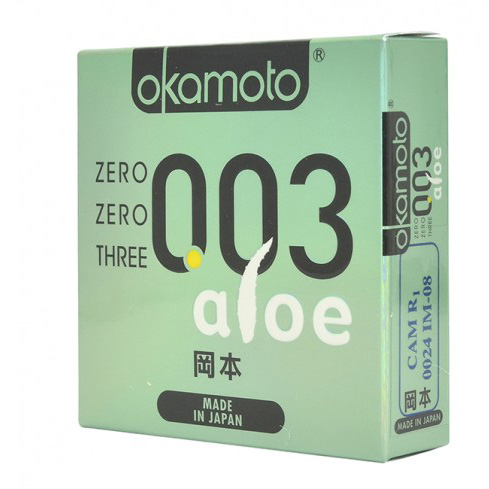 Bao cao su Okamoto 0.03 Aloe tinh chất nha đam