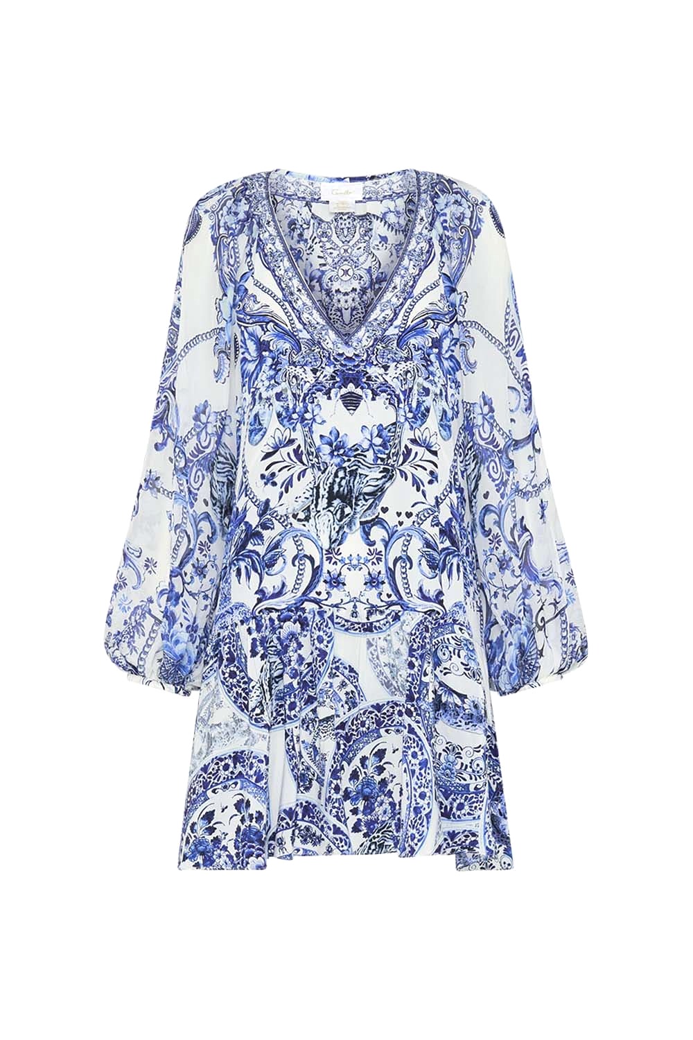 VÁY CAMILLA Silk Cardigan Embellished V-Neck Maxi Dress High Classy