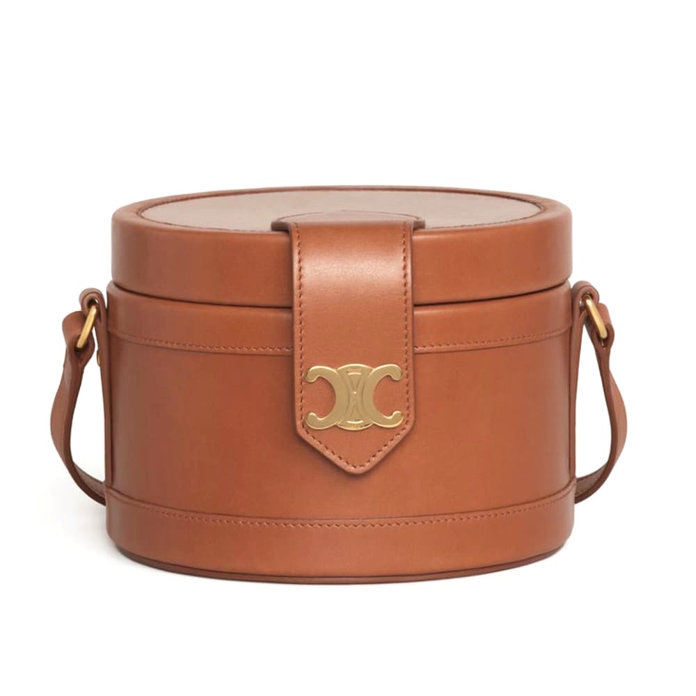 TÚI Celine Women Medium Tambour Bag in Smooth Calfskin-Brown