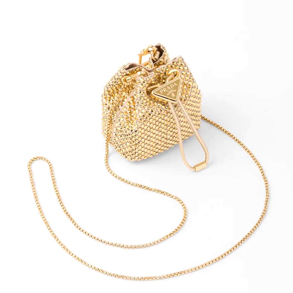 TÚI Prada Women Embellished Satin Mini-Pouch-Gold