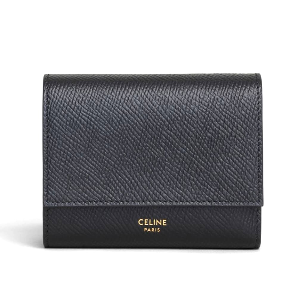 Ví Celine Women Small Trifold Wallet in Grained Calfskin-Black