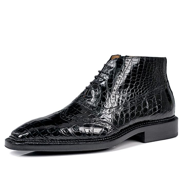 Giày Boots Chukka cho nam da cá sấu thủ công có 2 màu
