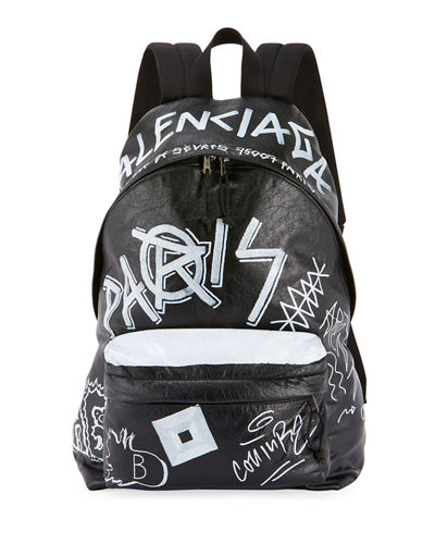 BALO Balenciaga Men's Graffiti Leather Backpack