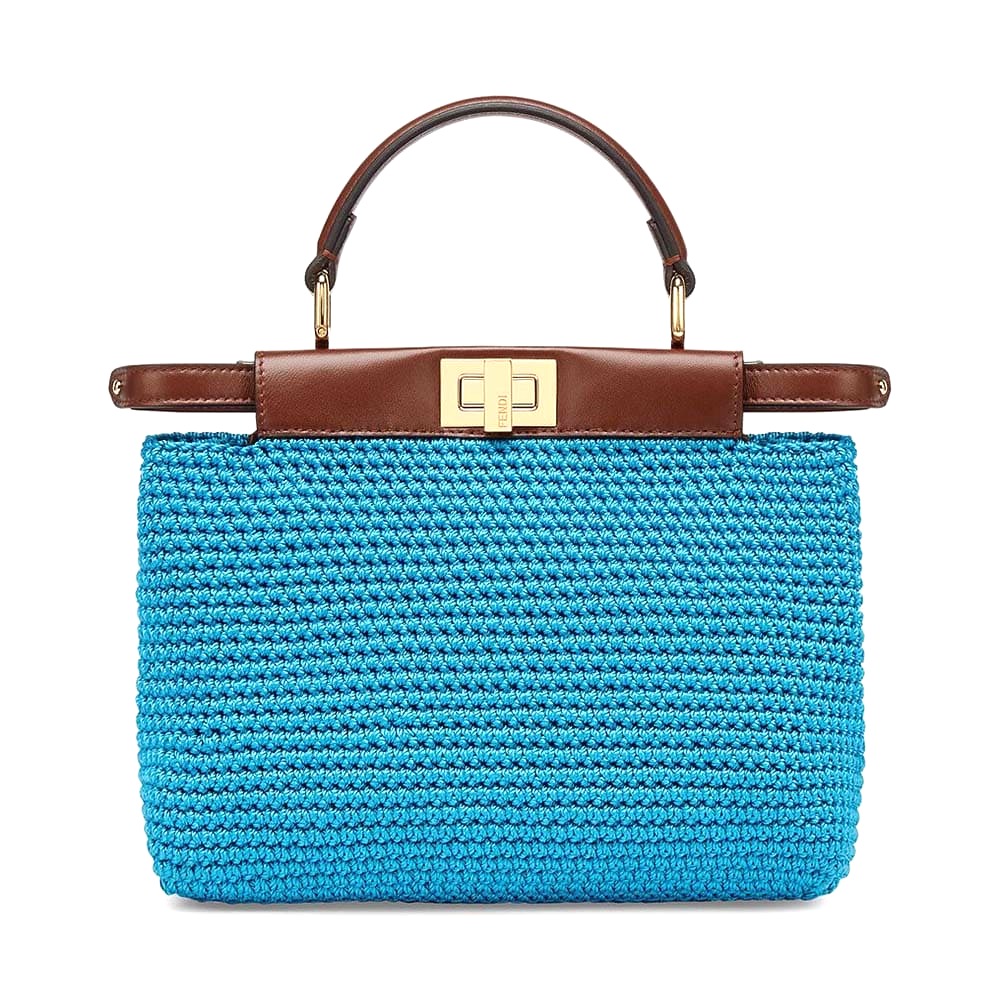 TÚI FENDI Women Peekaboo Mini Cotton Crochet Bag-Blue
