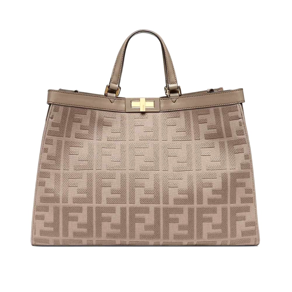 TÚI FENDI Medium Peekaboo X-Tote Gray Canvas Bag