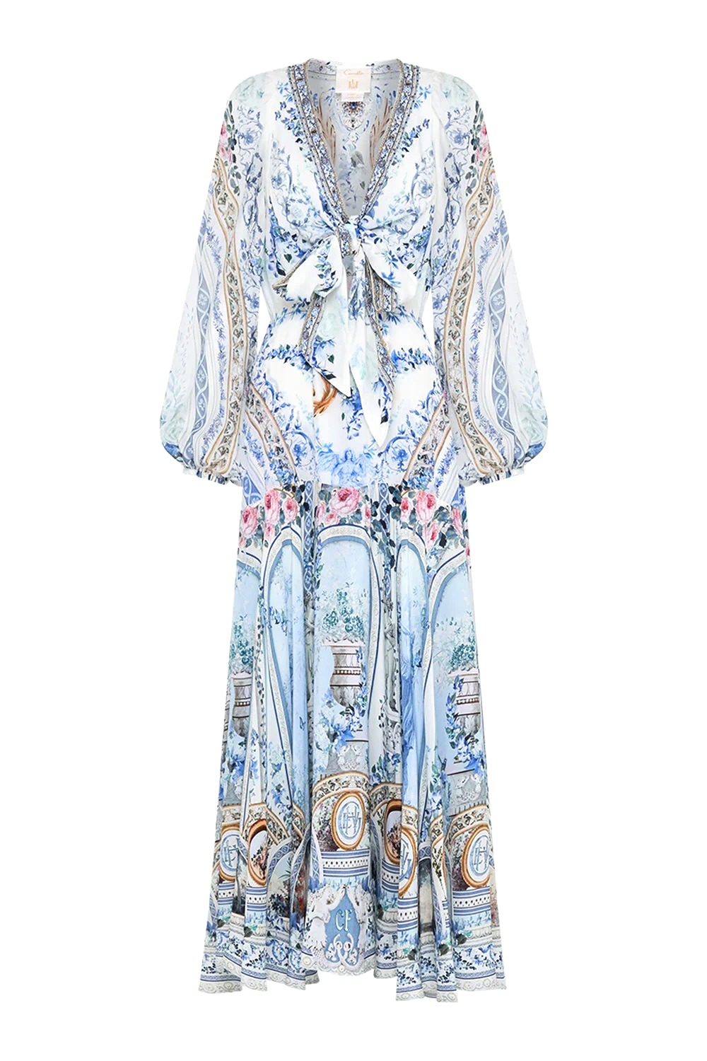 VÁY CAMILLA V NECK ROMAN LONG DRESS High Classy