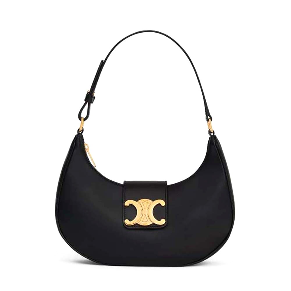 TÚI Celine Women Ava Triomphe Soft Bag in Smooth Calfskin-Black