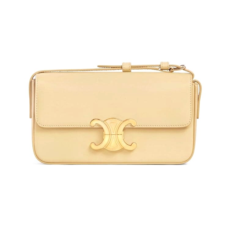 TÚI Celine Women Triomphe Shoulder Bag in Shiny Calfskin-Yellow