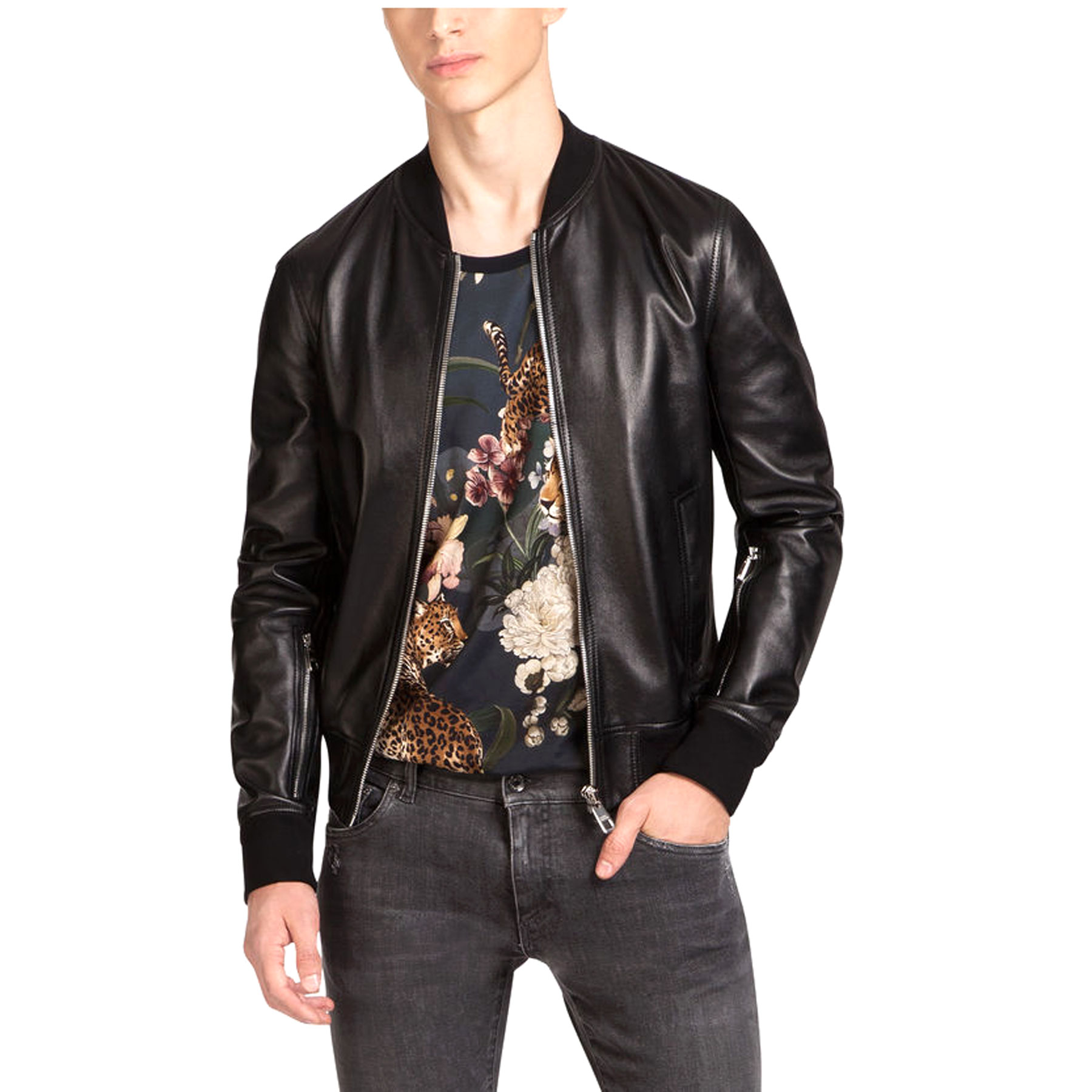 ÁO DOLCE&GABBANA BOMBER JACKET IN LAMBSKIN LEATHER DA CỪU
