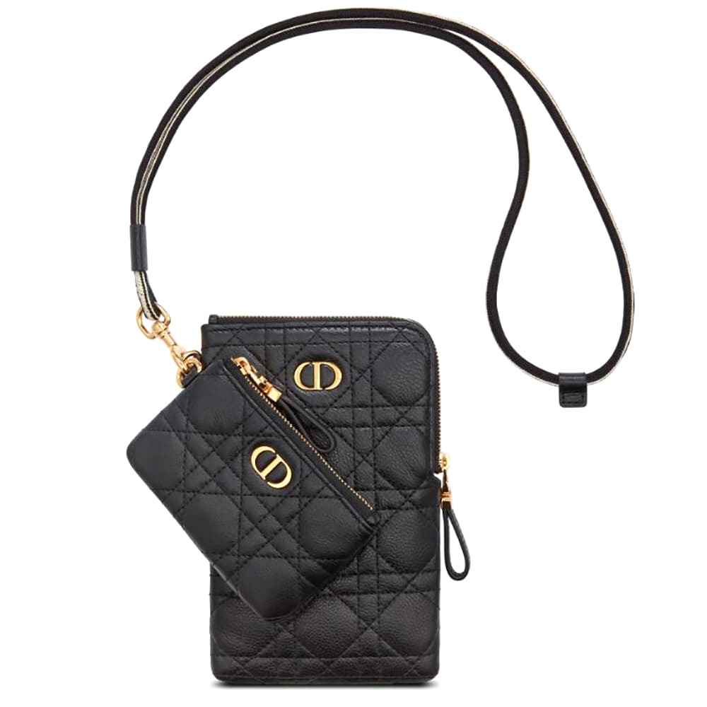 TÚI Dior Women Dior Caro Multifunctional Pouch Black Supple Cannage Calfskin