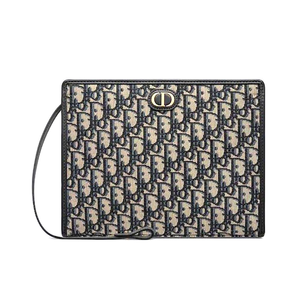 TÚI Dior Women Medium 30 Montaigne Pouch Blue Dior Oblique Jacquard