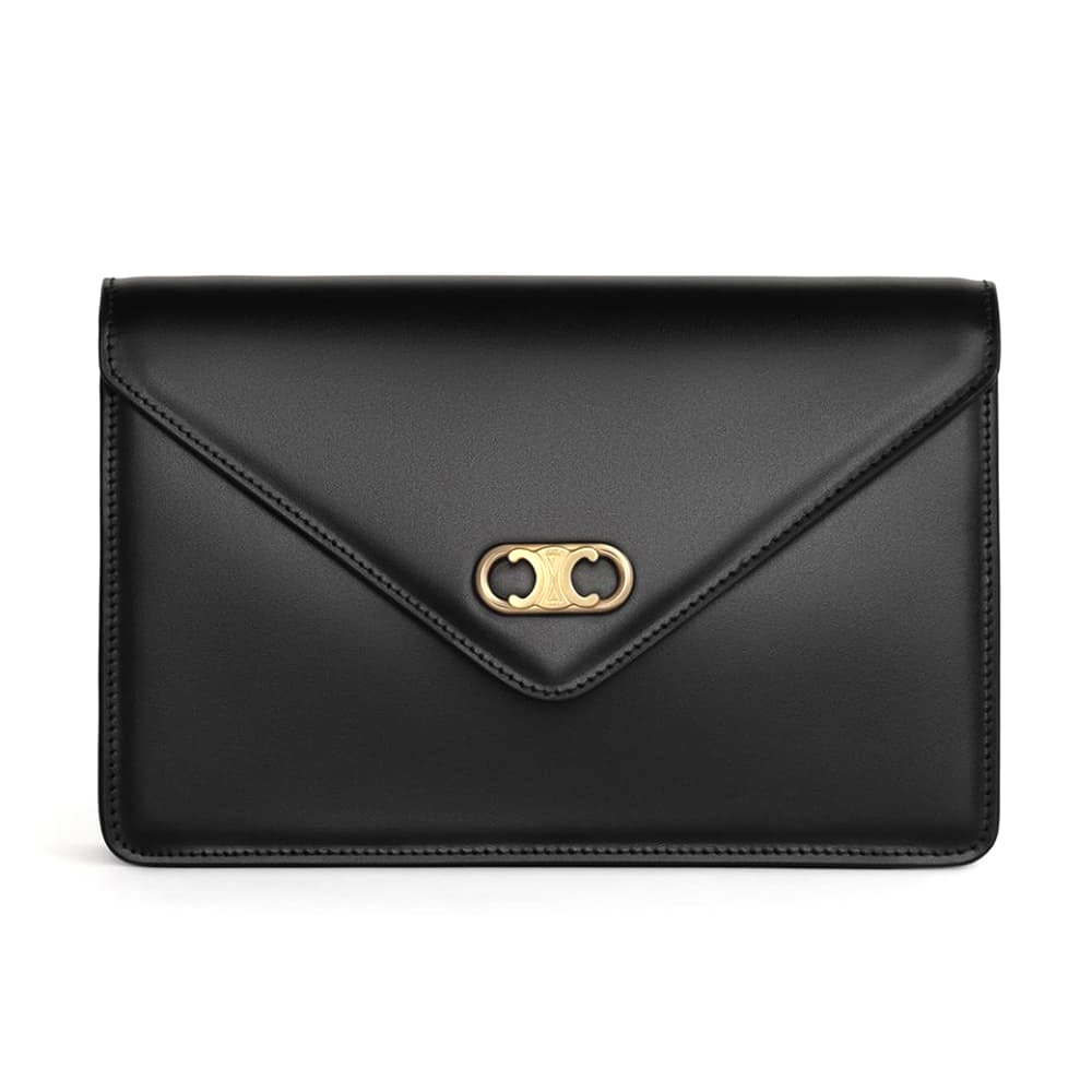 Ví Celine Women Maillon Triomphe Wallet on Chain in Shiny Calfskin-Black