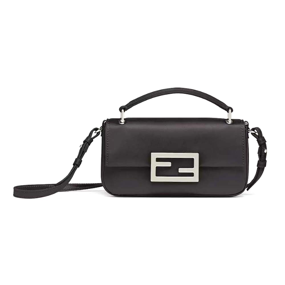 TÚI Fendi Women Baguette Phone Pouch Black Silk Pouch