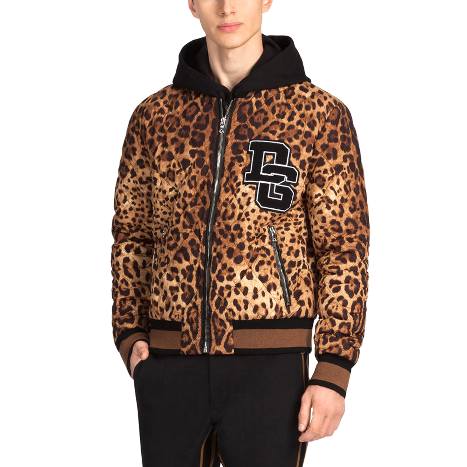 ÁO DOLCE&GABBANA PRINTED NYLON BOMBER JACKET WITH PATCH