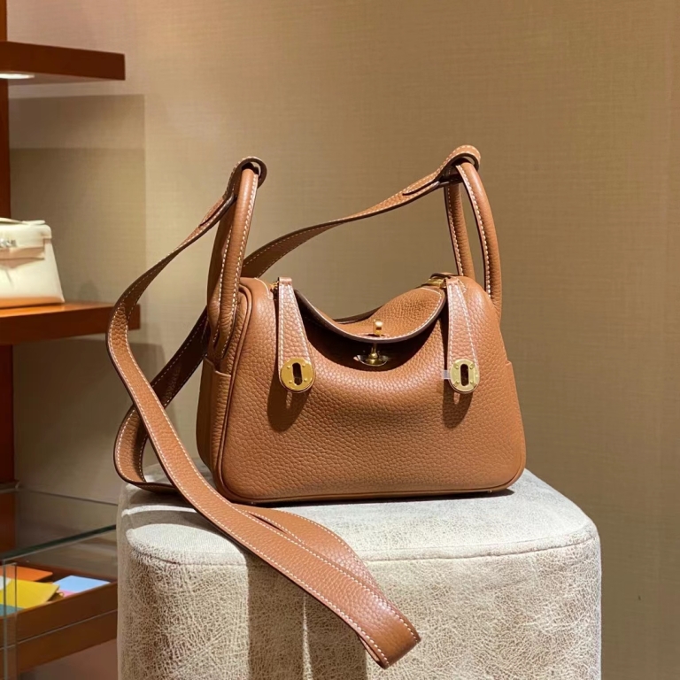 TÚI HERMES Mini Brown Togo Leather Handmade khâu tay 18CM(giá liên hệ)