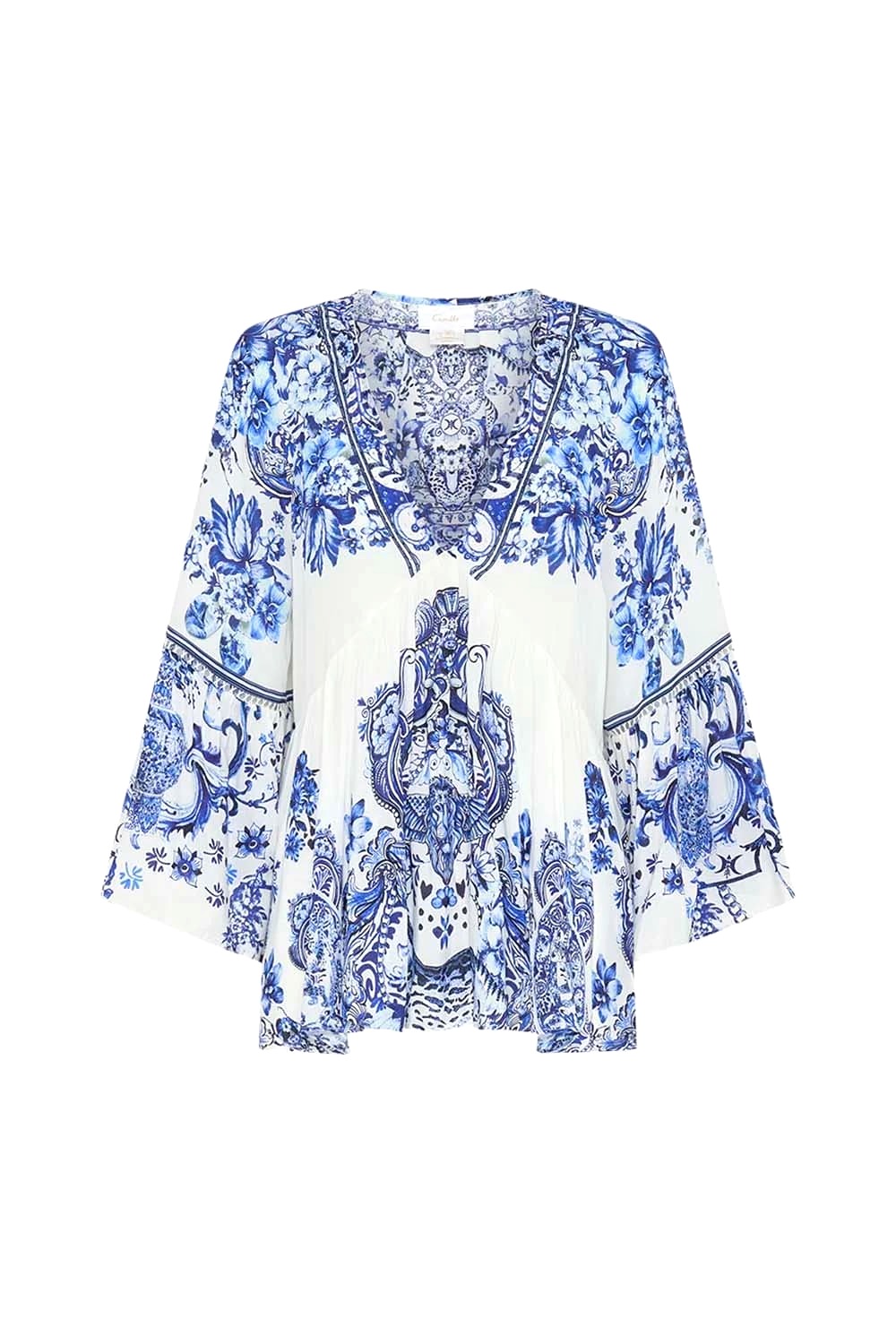 VÁY CAMILLA Silk Cardigan Embellished V-Neck Mid Dress High Classy