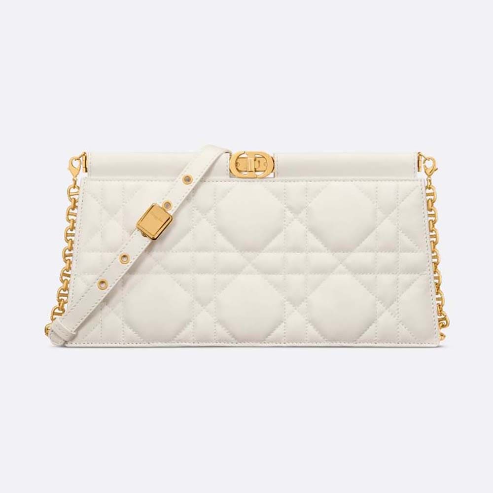 TÚI Dior Women Dior Caro Colle Noire Clutch with Chain Latte Cannage Lambskin