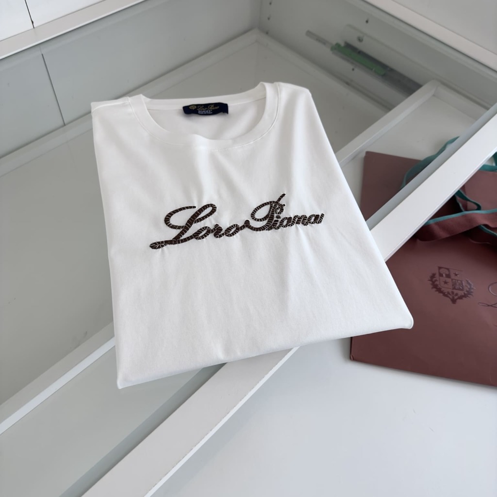 ÁO LORO PIANA LOGO WHITE T SHIRT