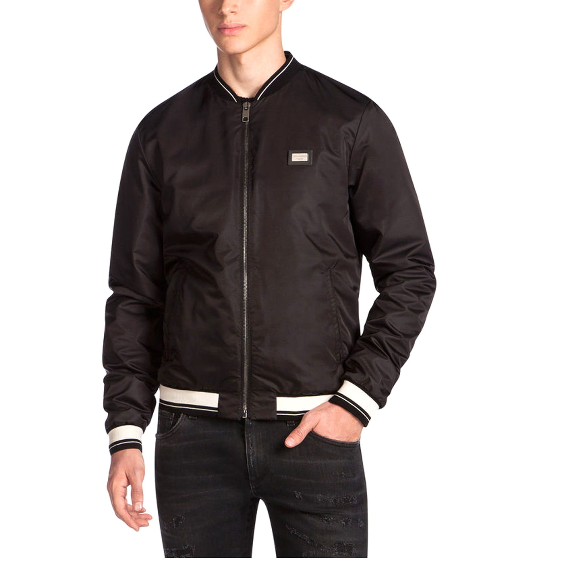 ÁO DOLCE&GABBANA BOMBER JACKET IN NYLON WITH LOGOED TAG
