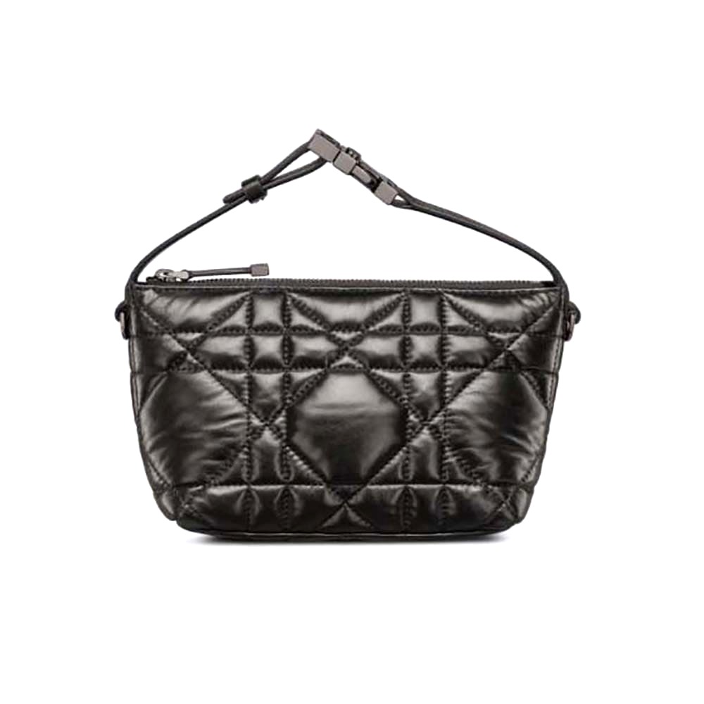 TÚI Dior Women Small Diortravel Nomad Pouch Black Macrocannage Calfskin