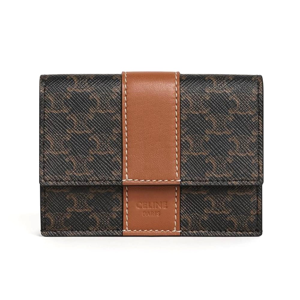 Ví Celine Women Folded Compact Wallet in Triomphe Canvas and Lambskin