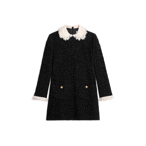 VÁY CELINE TRAPEZE MINI DRESS IN FLORAL GUIPURE BLACK