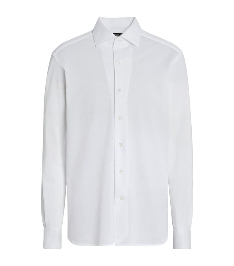 ÁO ZEGNA Cotton Spread-Collar Shirt