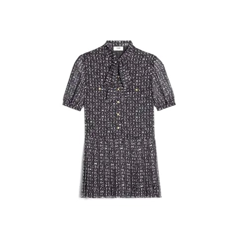 VÁY CELINE LAVALLIÈRE MINI DRESS IN SILK GEORGETTE NOIR/IVOIRE