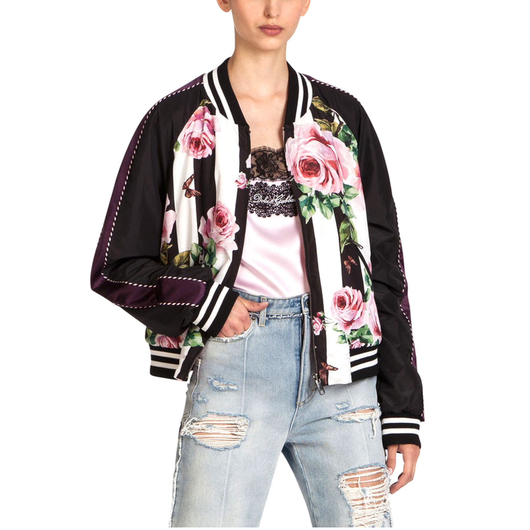 ÁO DOLCE&GABBANA BOMBER JACKET IN PRINTED NYLON