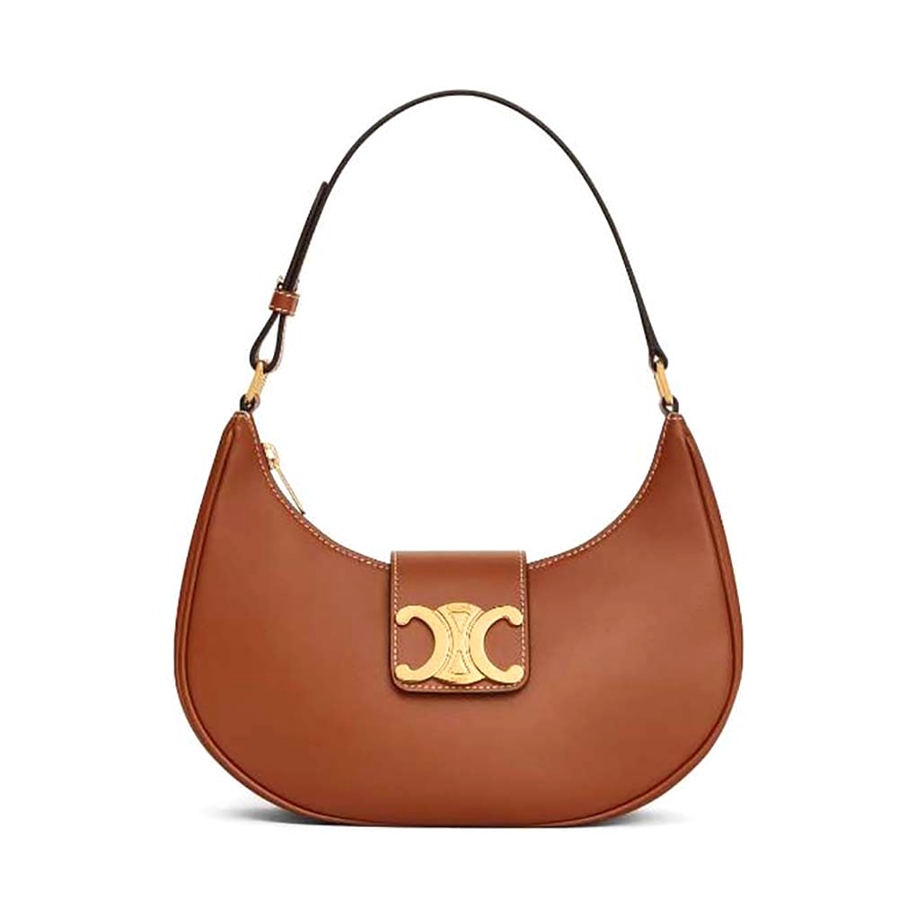 TÚI Celine Women Ava Triomphe Soft Bag in Smooth Calfskin-Brown