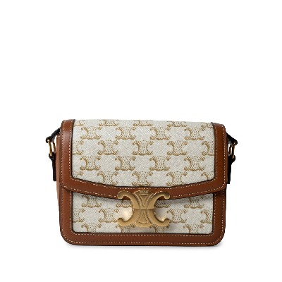 TÚI Celine Women Teen Triomphe Bag in Triomphe Canvas and Calfskin