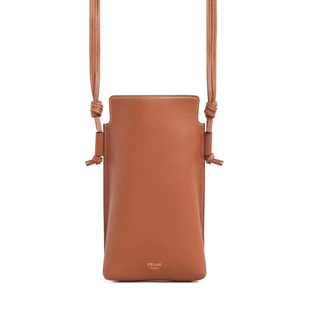 TÚI Celine Women Phone Pouch in Smooth Lambskin-Brown