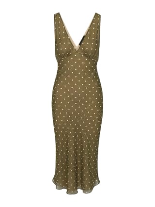 ĐẦM HAI DÂY REALISATION CHẤM BI V NECK LONG DRESS High Classy