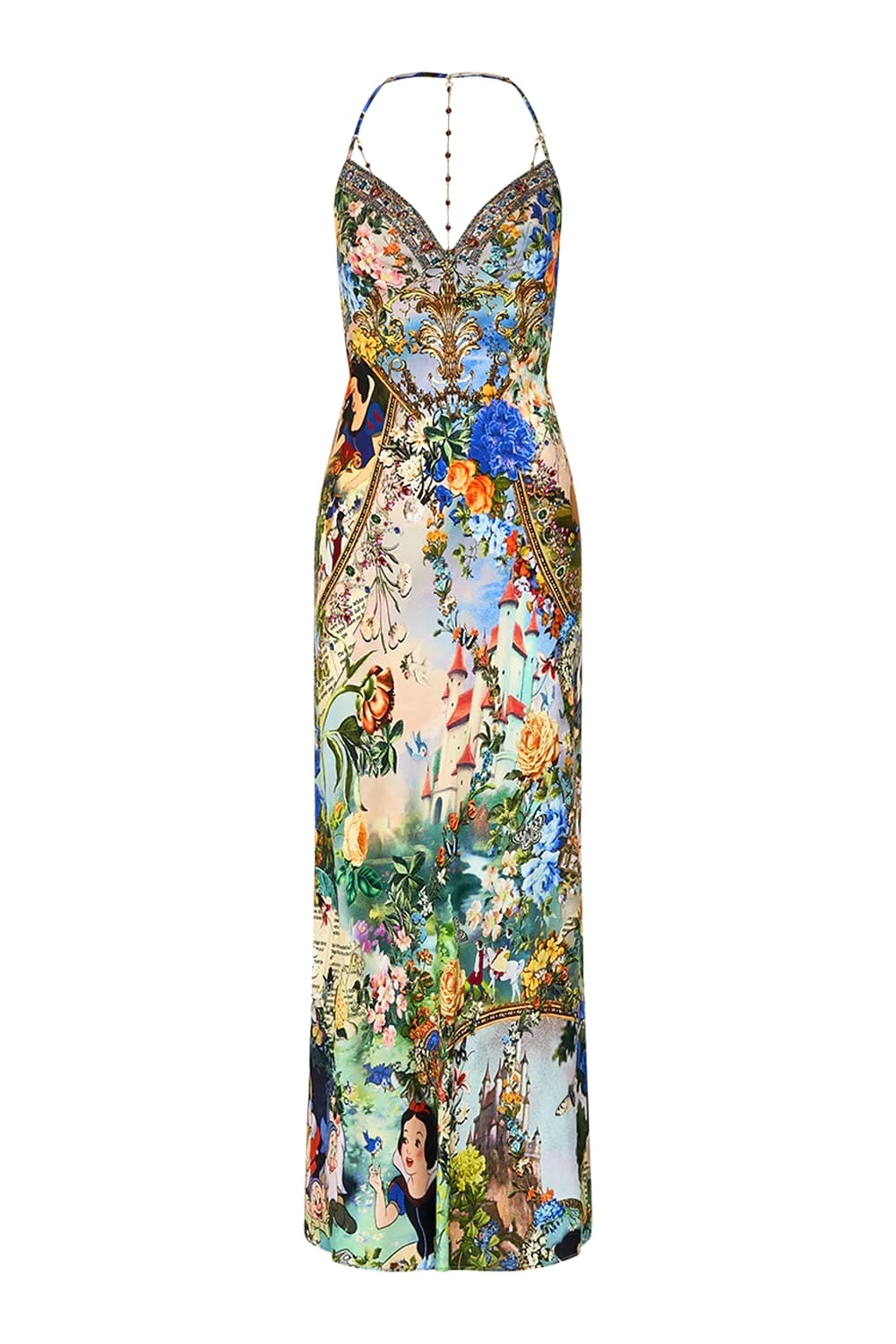 VÁY CAMILLA Silk Diamond Embellished V-Neck Maxi Dress High Classy Hoa Bạch Tuyết