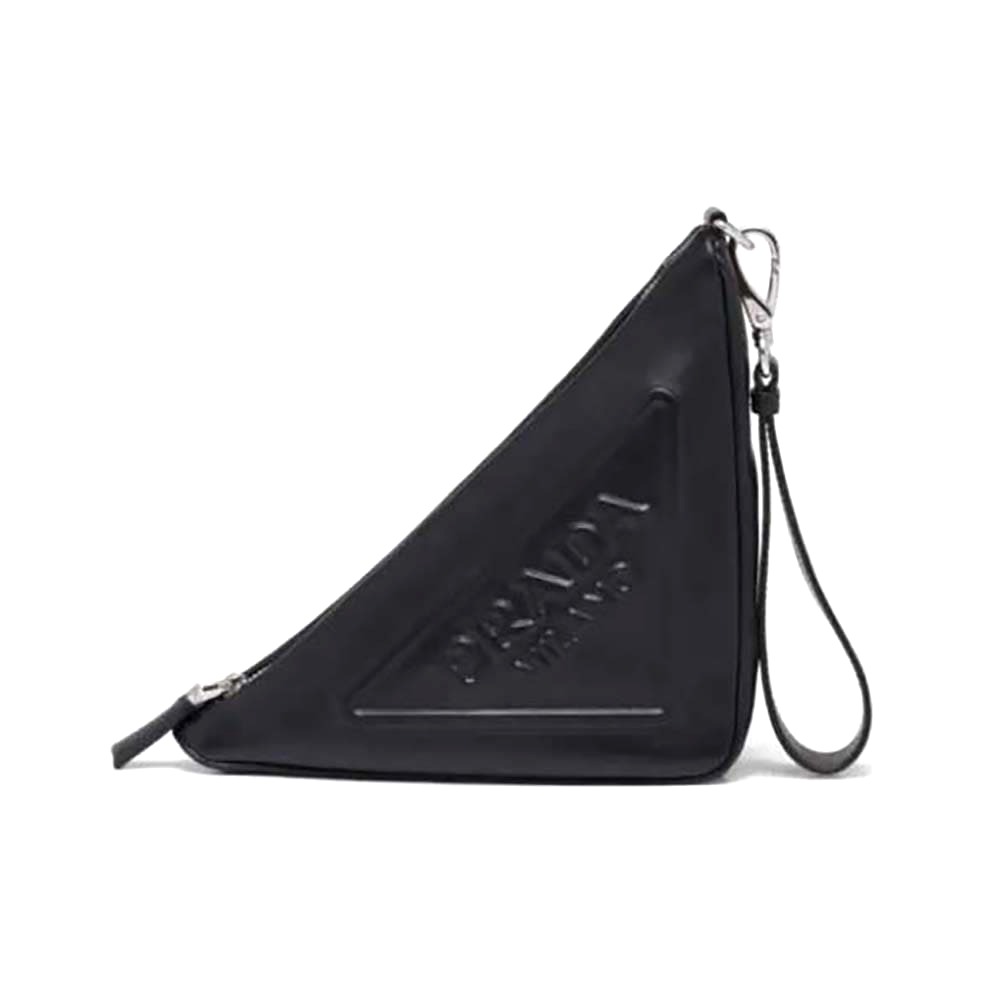 TÚI Prada Women Leather Triangle Leather Pouch-Black