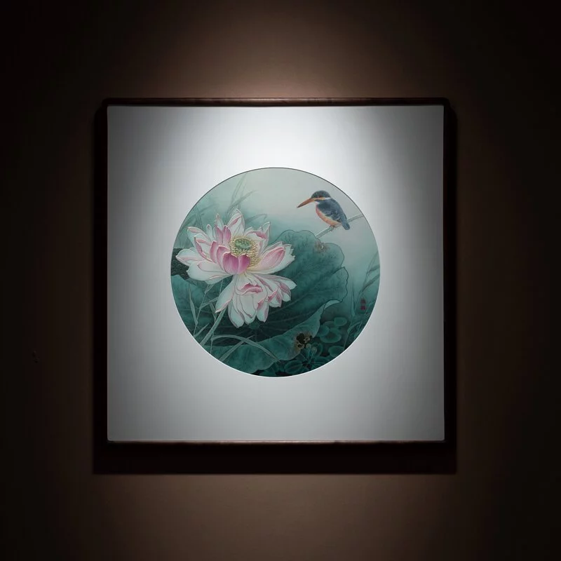 TRANH ĐỒNG HOA SEN VÀ CHIM BÓI CÁ