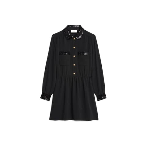 VÁY CELINE MINI DRESS IN VISCOSE SABLÉ BLACK